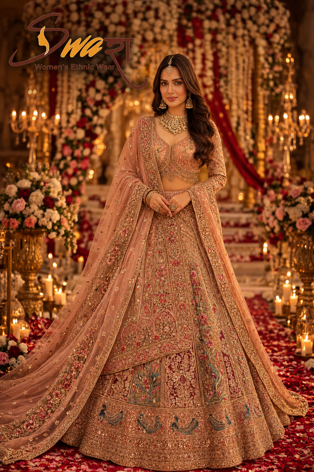 Zari Embossed Lehenga